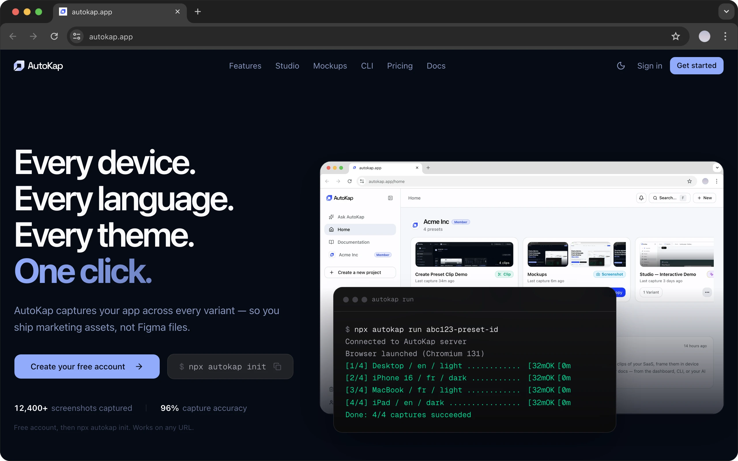 AutoKap mockup - Safari